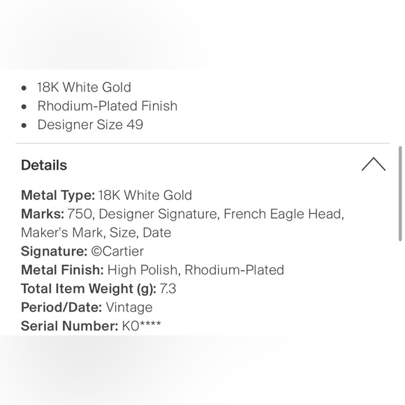 Vintage C de Cartier Ring size 4.75 / designer size 49 - Picture 3 of 6